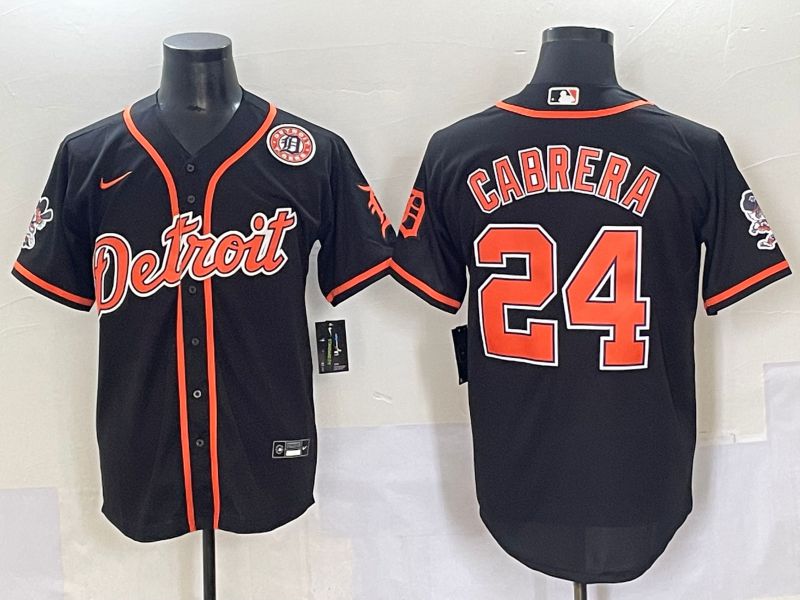 Men 2025 Detroit Tigers #24 Cabrera Black Joint Name Nike MLB Jersey style 6